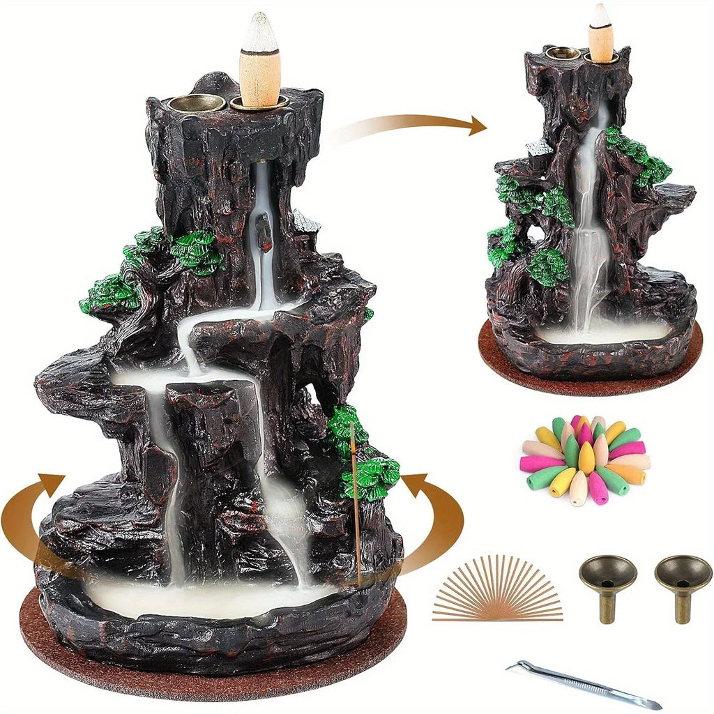 Backflow Incense Burner Waterfall with 120 Cones, Dual-Sided Incense Hol... — Gift Idea