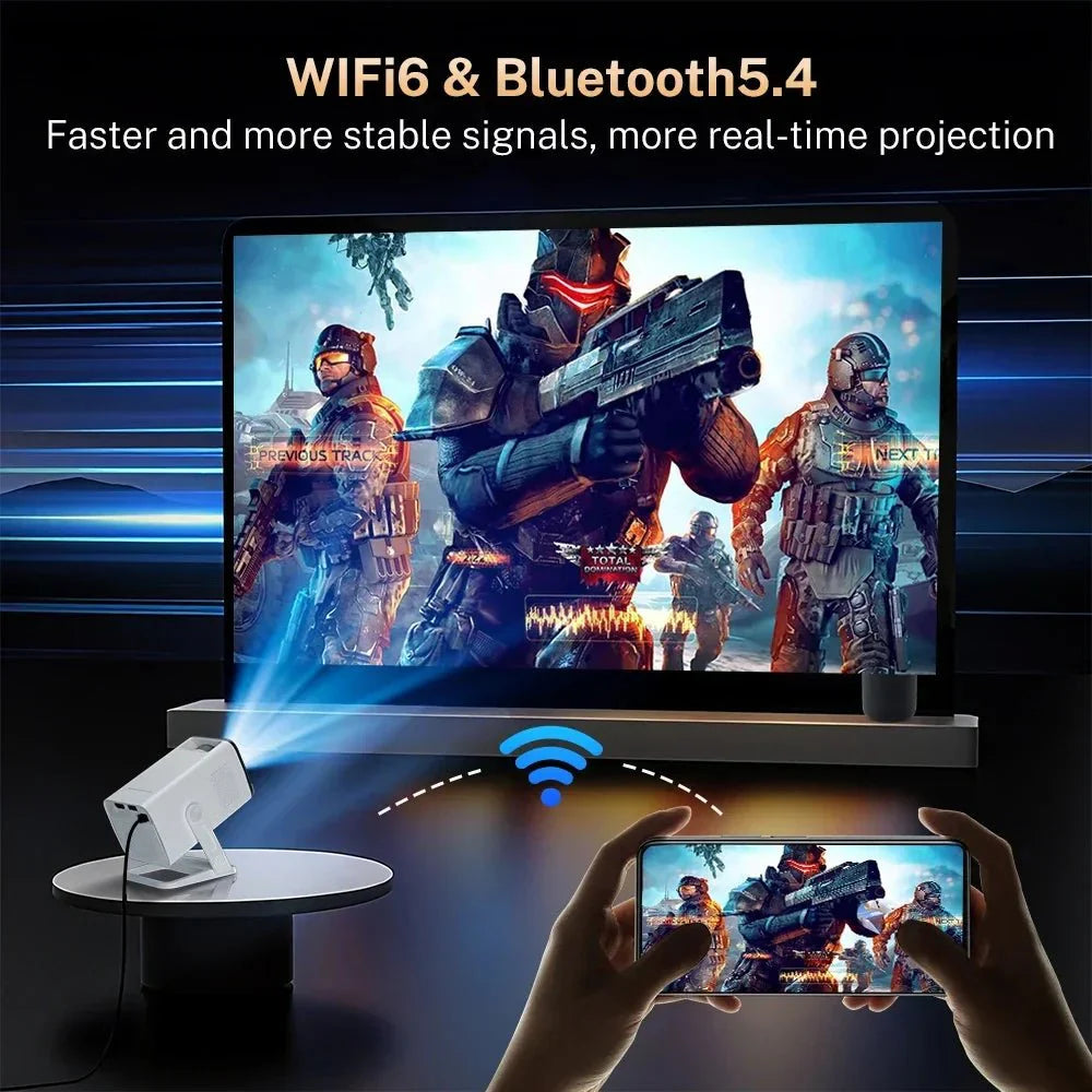 Mini Portable Projector 1080P WiFi Bluetooth, Outdoor Movie Projector Auto Keystone, 180° Rotation - Quincelle.co