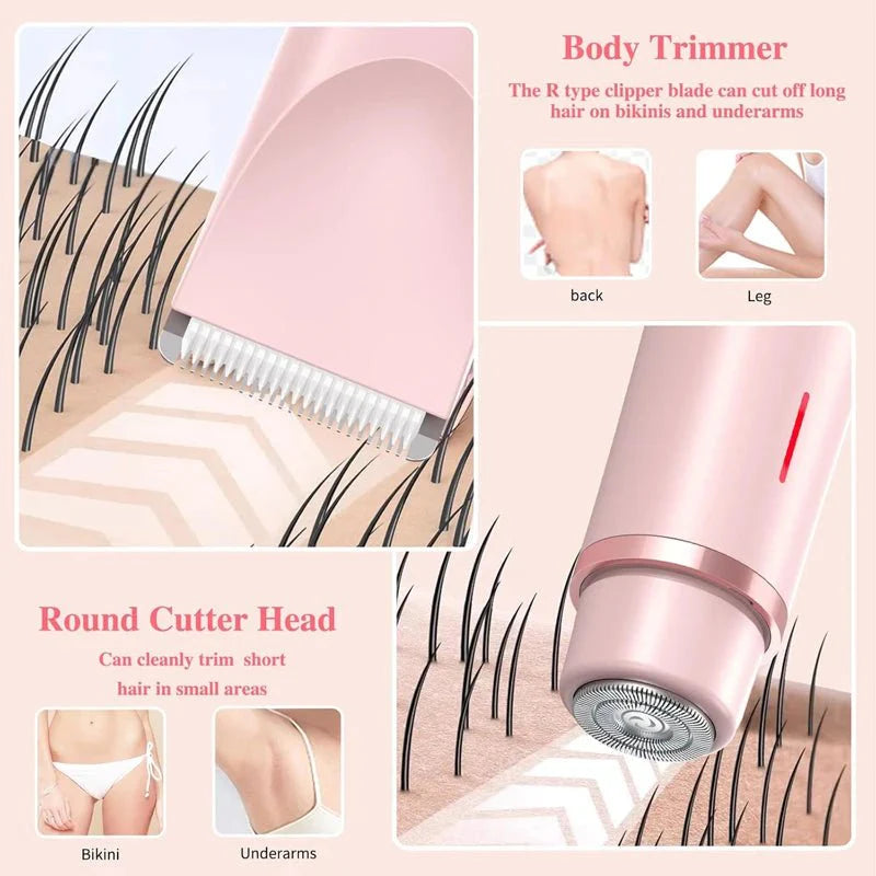 PureGlide 2 in 1 Electric Bikini Trimmer Shaver for Women, Dual Head Wet & Dry Hair Razor Waterproof with Detachable Heads - Quincelle.co