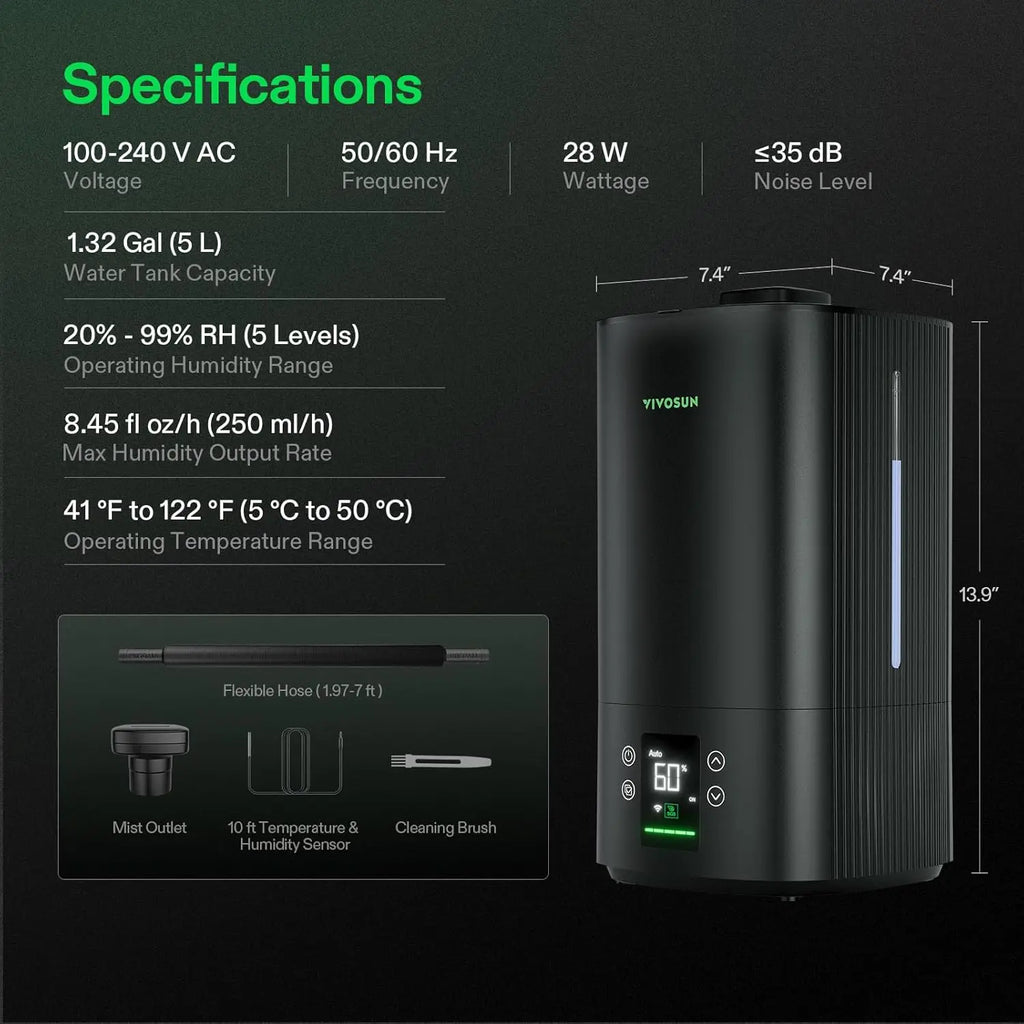 Smart WiFi Plant Humidifier 5L Auto Humidity Sensor App Control Gift for Plant Lovers Houseplants - Quincelle.co