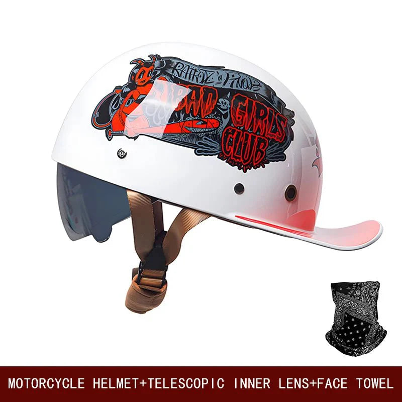Retro Motorcycle Half Helmet Open Face Bike Cruiser Skateboard Helmet Su... — View 8