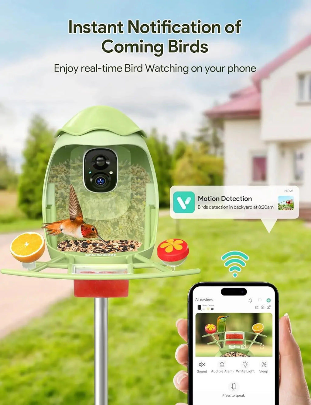 Smart Bird Feeder with Camera Solar Powered — 2K HD AI Bird ID, Wi-Fi, M... — View 3