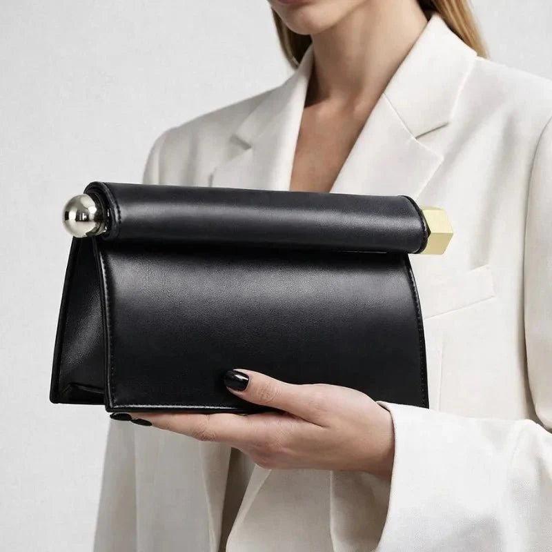 Nappa Leather Roll - Up Clutch Bag – Folding Chain Crossbody, Evening Shoulder Pouch, Designer Women's Party Bag - Quincelle.co