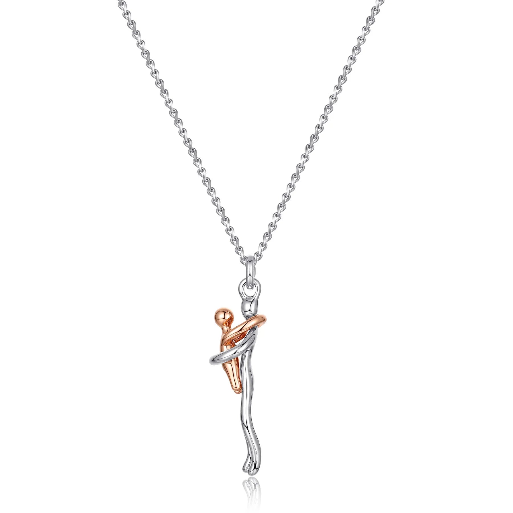 Mother & Child Hugging Pendant Necklace – Stainless Steel Minimalist Mom Charm, Anniversary Jewelry Gift - Quincelle.co