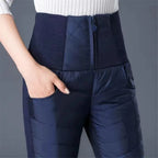 Winter Down Cotton Pencil Pants | Windproof High - Waist Warm Slim Trousers - Quincelle.co