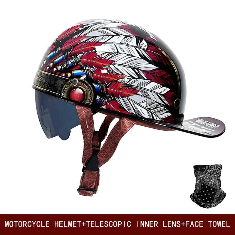 Retro Motorcycle Half Helmet Open Face Bike Cruiser Skateboard Helmet Su... — View 11