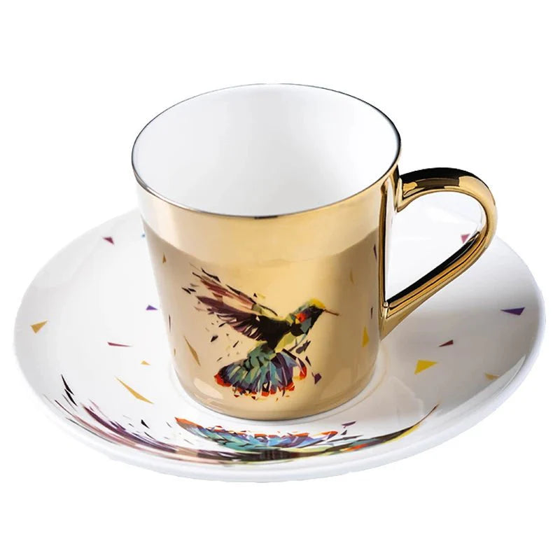 ZenSands Nordic Picasso Lion Mirror Cup Saucer Set Anamorphic Porcelain Illusion Coffee Cup Gift - Quincelle.co