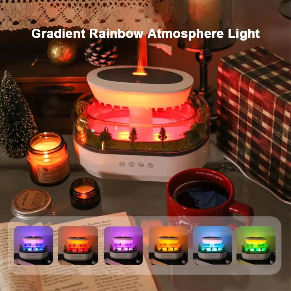 Rain Cloud Aroma Diffuser Zen Raindrops Air Humidifier 4 - in - 1 Essential Oil 7 - Color Night Light USB - Quincelle.co