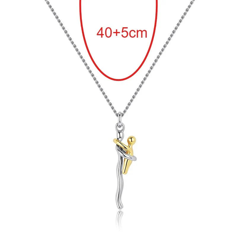 Mother & Child Hugging Pendant Necklace – Stainless Steel Minimalist Mom Charm, Anniversary Jewelry Gift - Quincelle.co