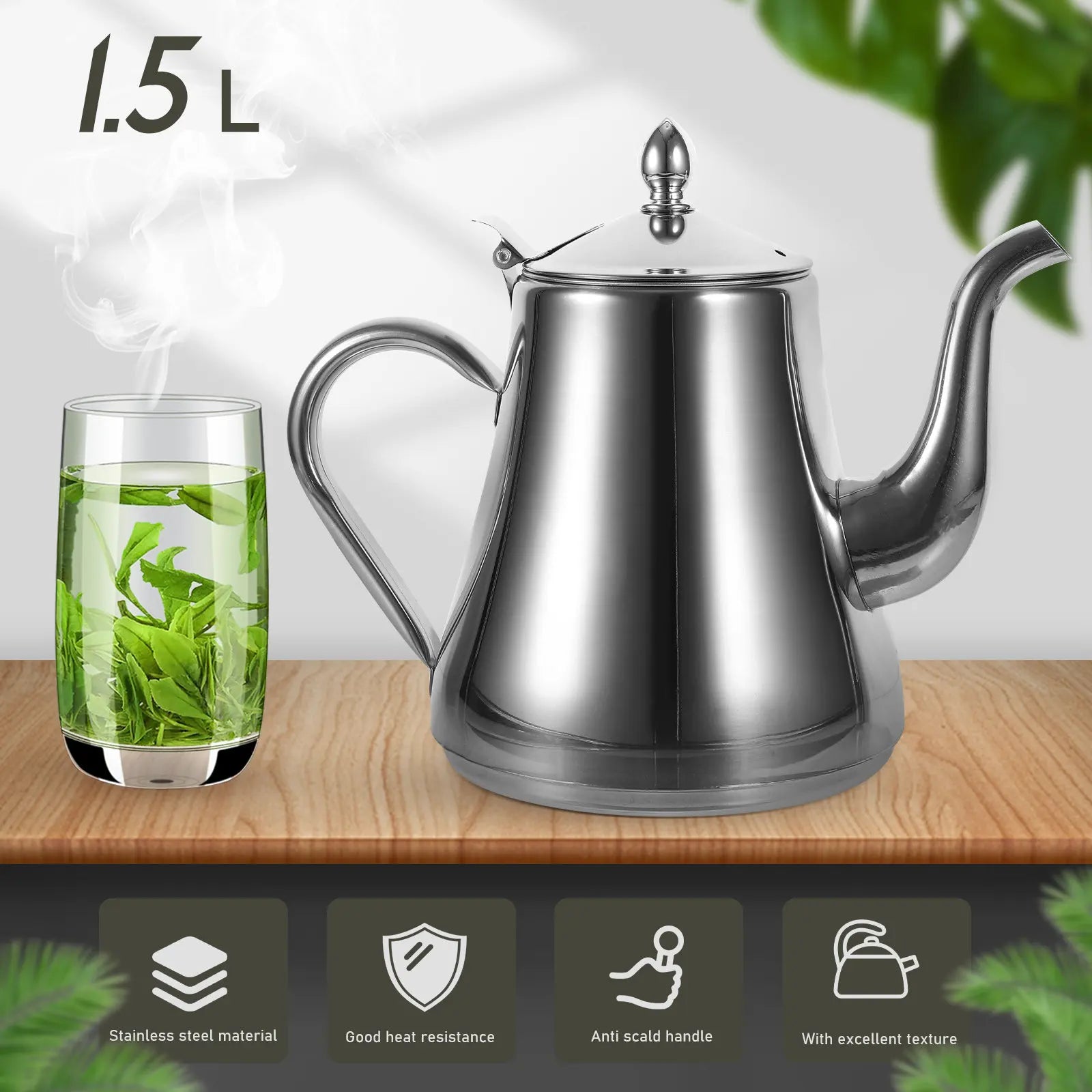 Precision Gooseneck Teapot – 2026 Brewing Specialist - 1.5L Induction Compatible - Quincelle.co