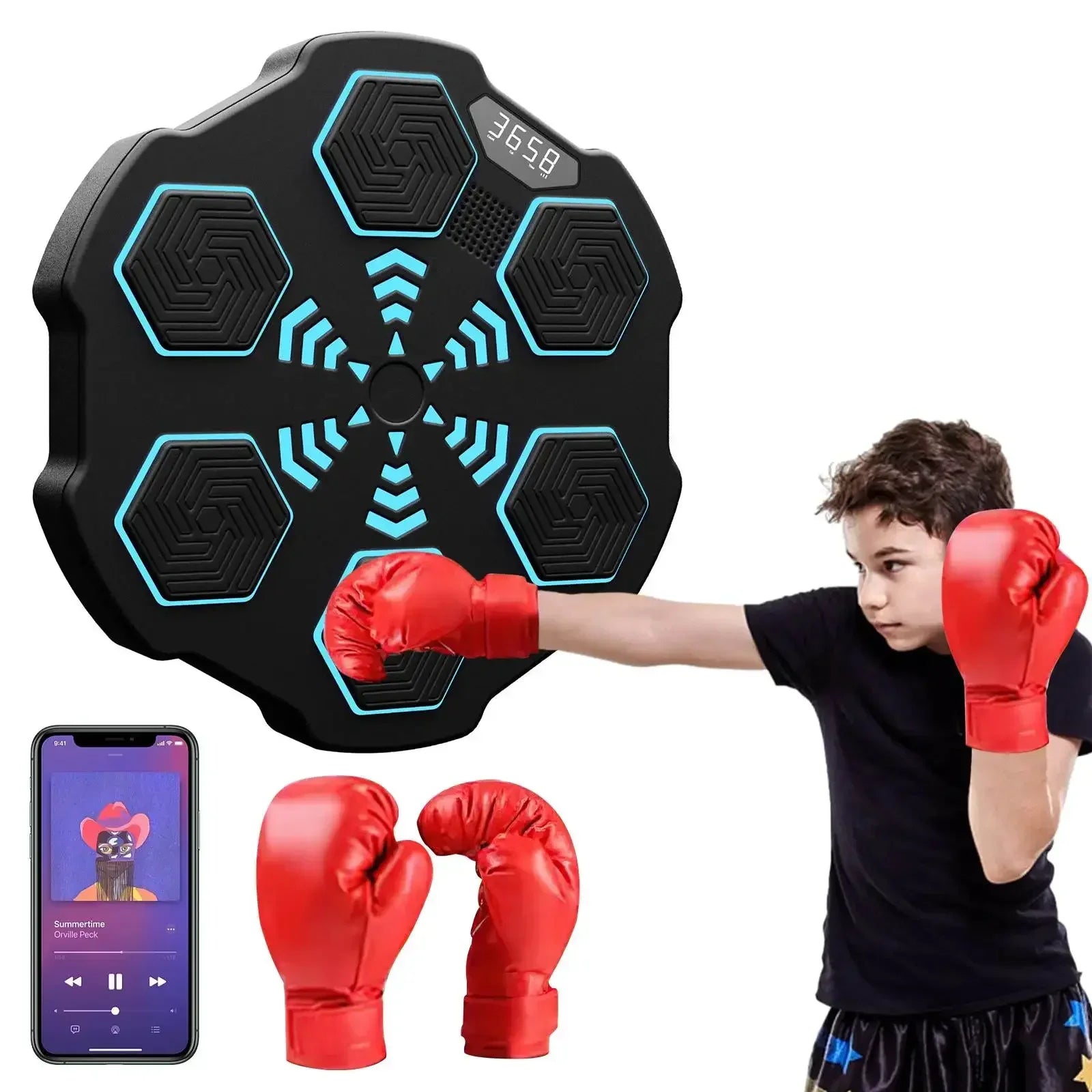 RhythmStrike: LED Music Boxing Machine with Gloves - Quincelle.co