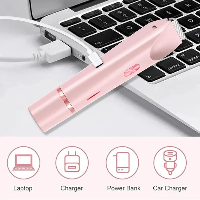 PureGlide 2 in 1 Electric Bikini Trimmer Shaver for Women, Dual Head Wet & Dry Hair Razor Waterproof with Detachable Heads - Quincelle.co