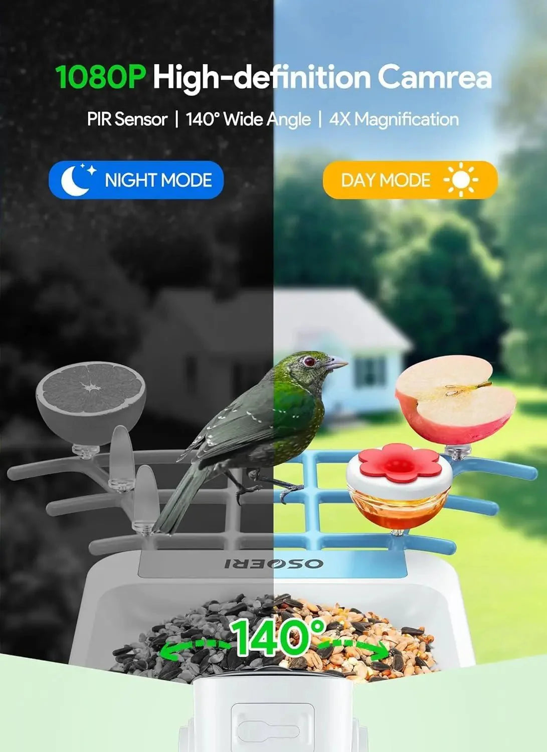 Smart Solar Bird Feeder with AI Camera HD WiFi Bird Watching Feeder Real... — View 4