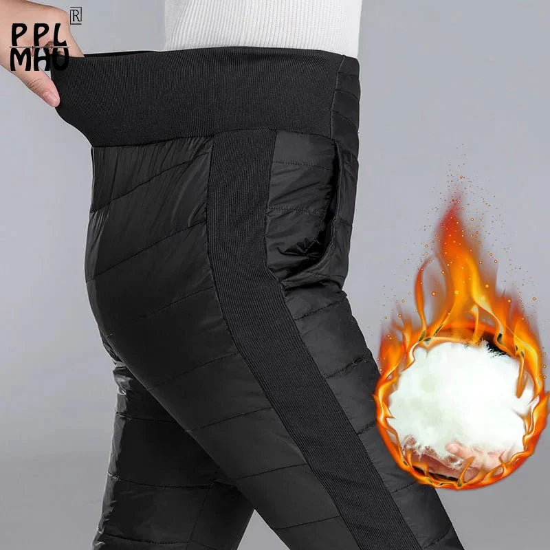 Winter Down Cotton Pencil Pants | Windproof High - Waist Warm Slim Trousers - Quincelle.co