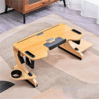 Wood Laptop Stand 360° Adjustable Foldable Portable Computer Desk Reclining Ergonomic 10 - 17" Natural - Quincelle.co