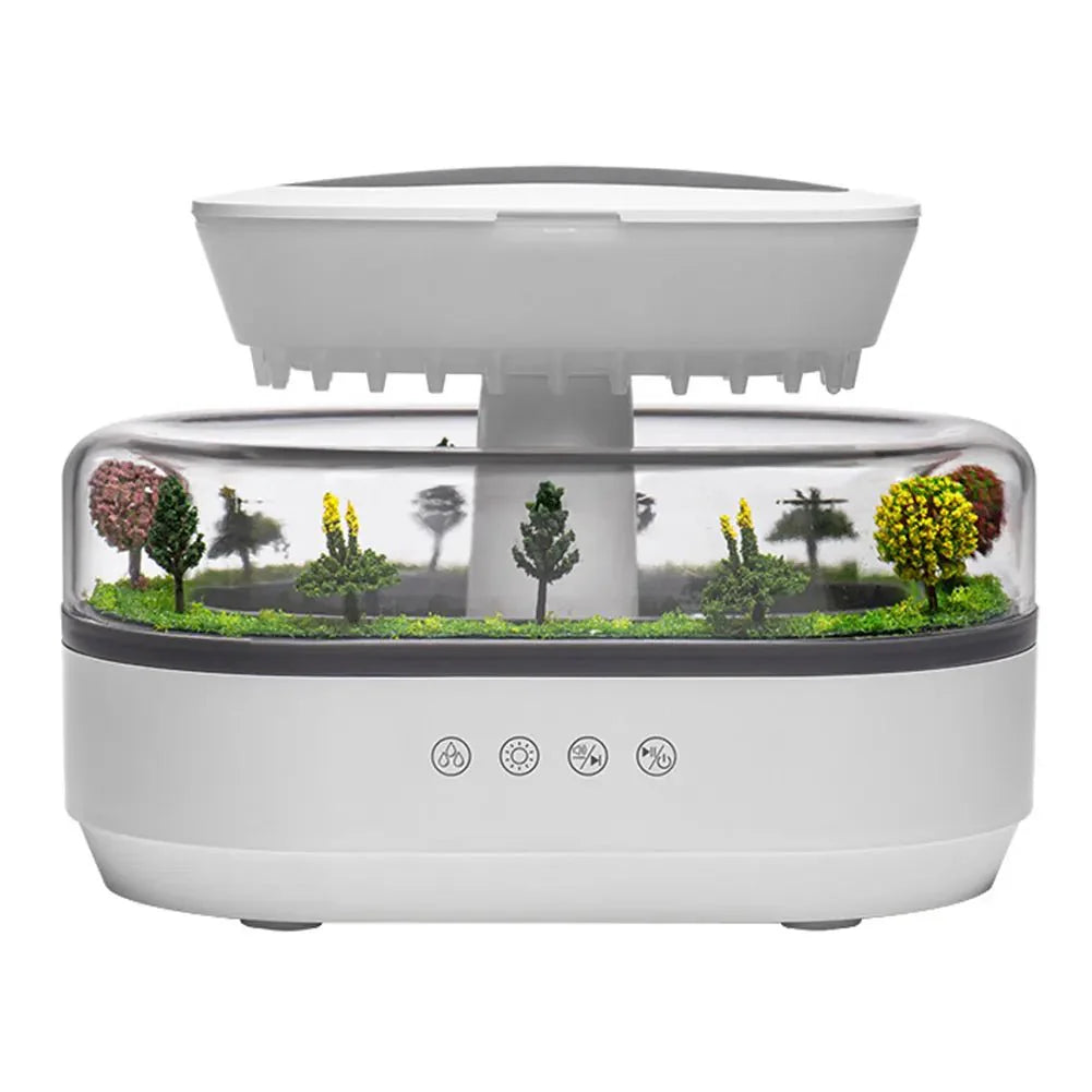 Rain Cloud Aroma Diffuser Zen Raindrops Air Humidifier 4 - in - 1 Essential Oil 7 - Color Night Light USB - Quincelle.co