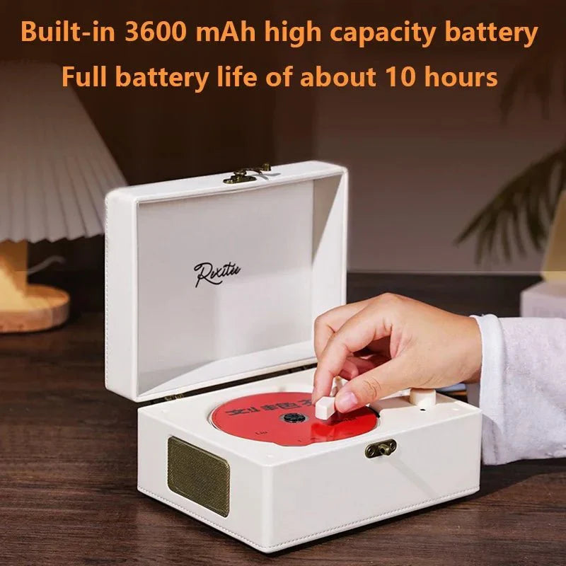 Vintage Leather CD Player Two - Way Bluetooth 5.0 6 - in - 1 USB Lossless Rechargeable Retro Suitcase Gift - Quincelle.co