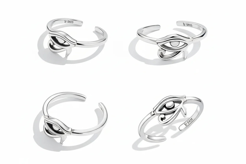 Eye of Horus Protection Ring | 925 Sterling Silver Lucky Hollow Open Ring — View 3