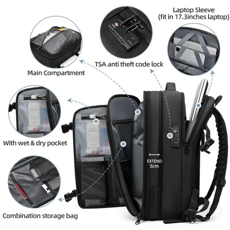Quincelle 17-Inch Hybrid Compression Backpack | The Ultimate Space-Saver f... — View 3