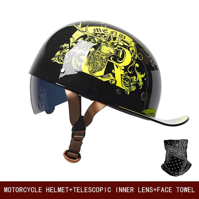 Retro Motorcycle Half Helmet Open Face Bike Cruiser Skateboard Helmet Su... — View 9