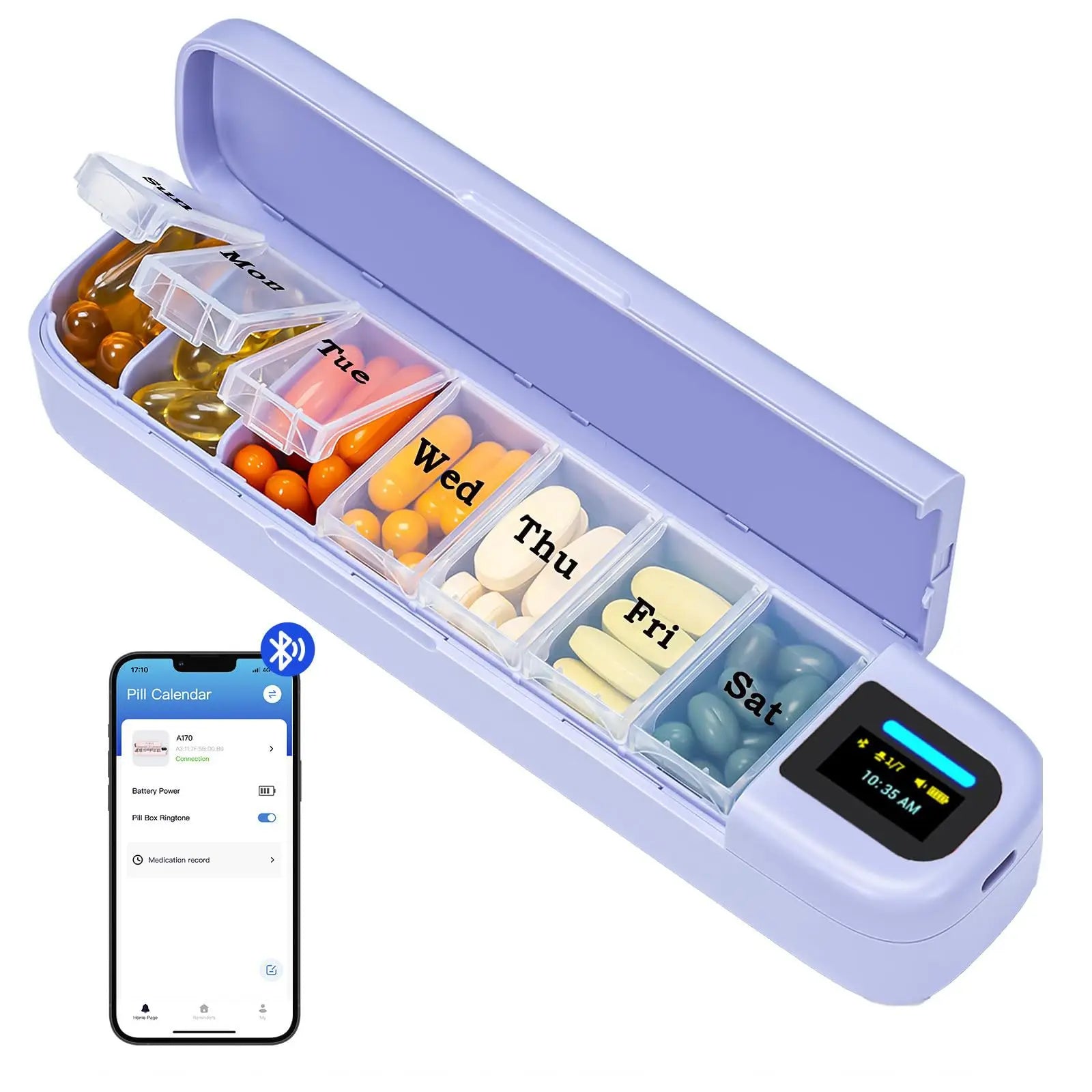 7-Day Smart Pill Box – Bluetooth Medication Organizer, LED Reminder Alar... — View 12