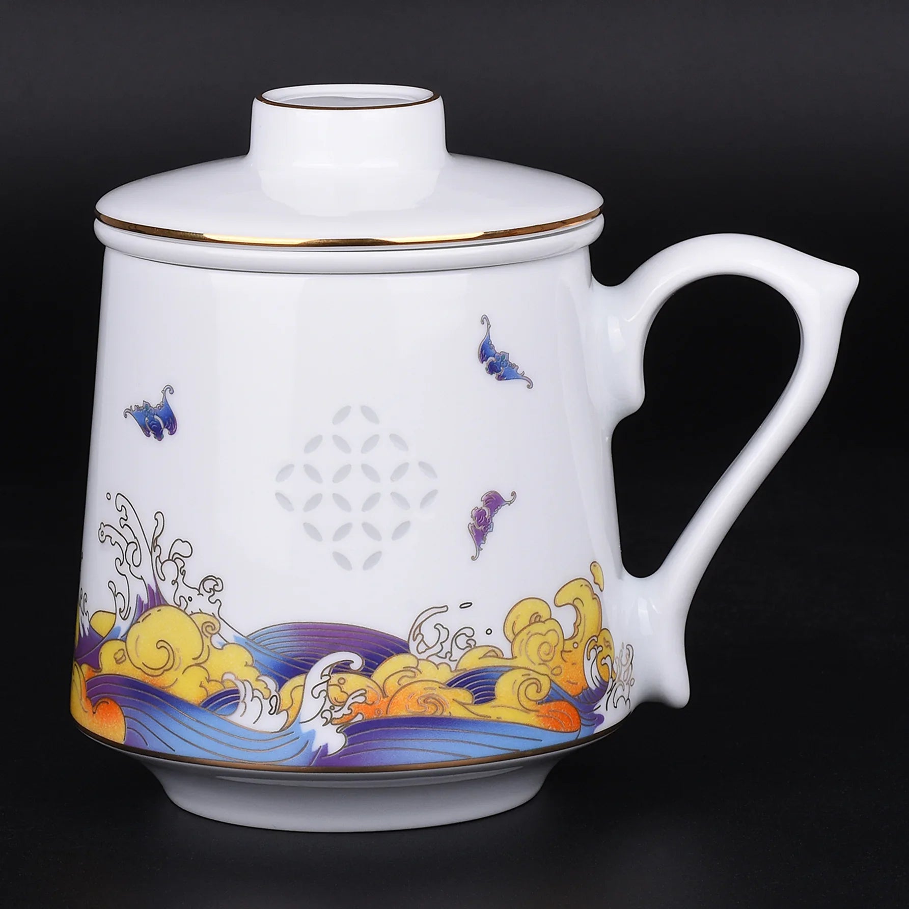 LIANHUA POTTERY Handcrafted Linglong Porcelain Mug with Tea Strainer - Quincelle.co