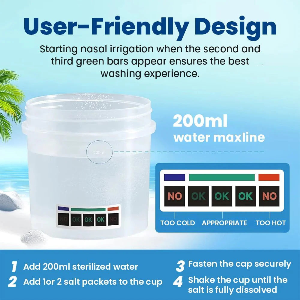 Electric Nasal Rinse Machine – Pulsating Saline Flush System with 50 Pre - Measured SaltPods - Quincelle.co
