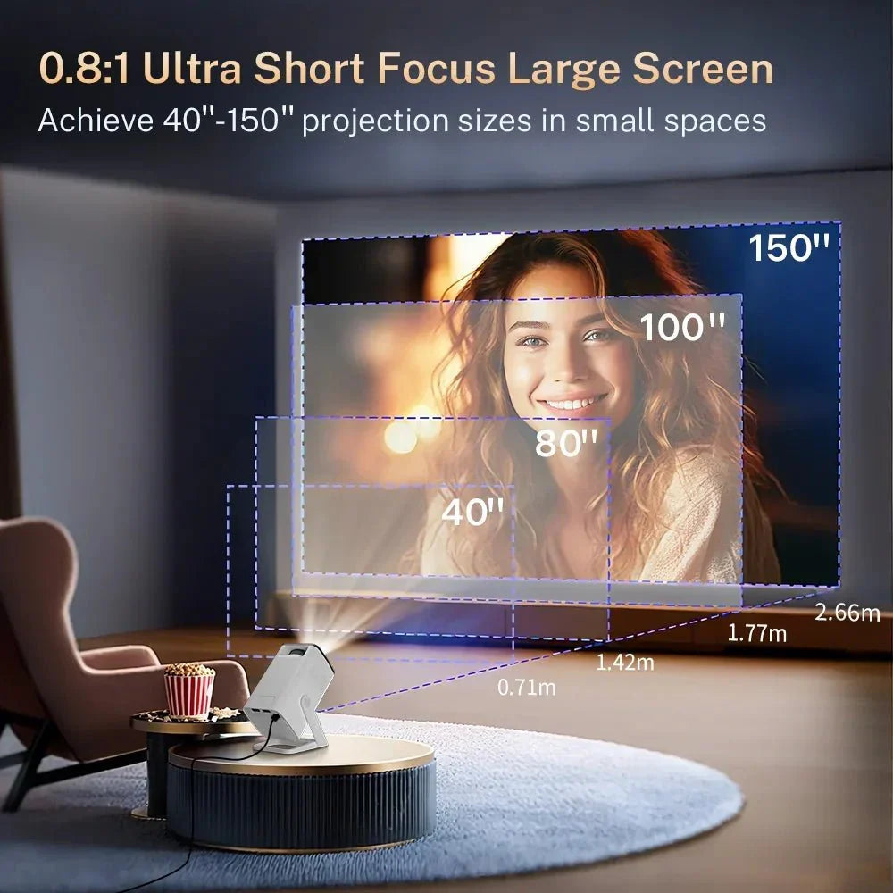 Mini Portable Projector 1080P WiFi Bluetooth, Outdoor Movie Projector Auto Keystone, 180° Rotation - Quincelle.co