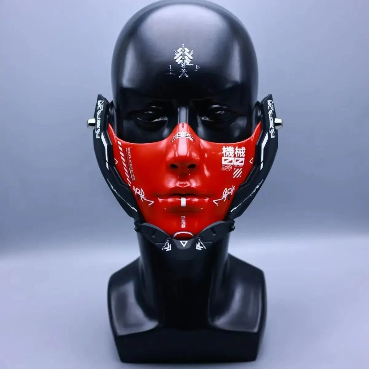 Cyberpunk Half Face Mechanical Mask – Red | Cosplay & Halloween Costume ... — View 3