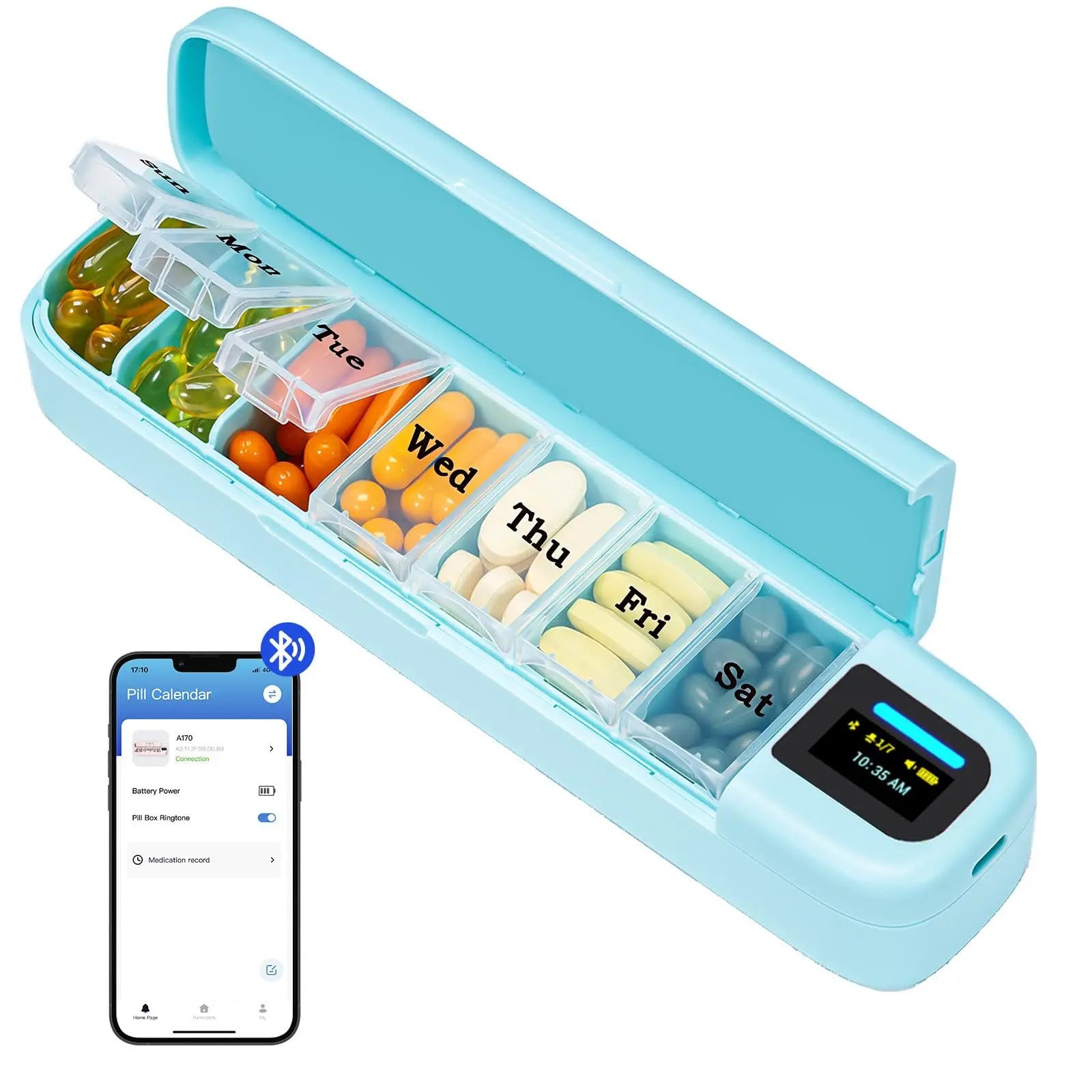 7-Day Smart Pill Box – Bluetooth Medication Organizer, LED Reminder Alar... — View 14