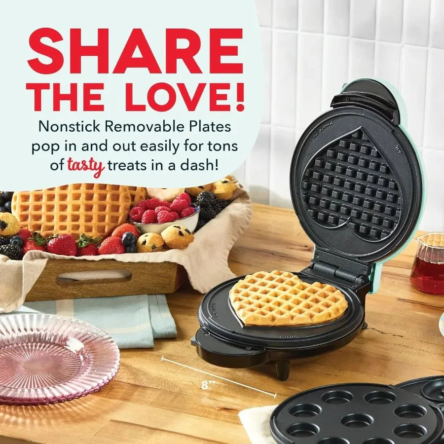 3-in-1 Mini Treat Maker System Donuts Cupcakes Heart Waffles Interchange... — View 4
