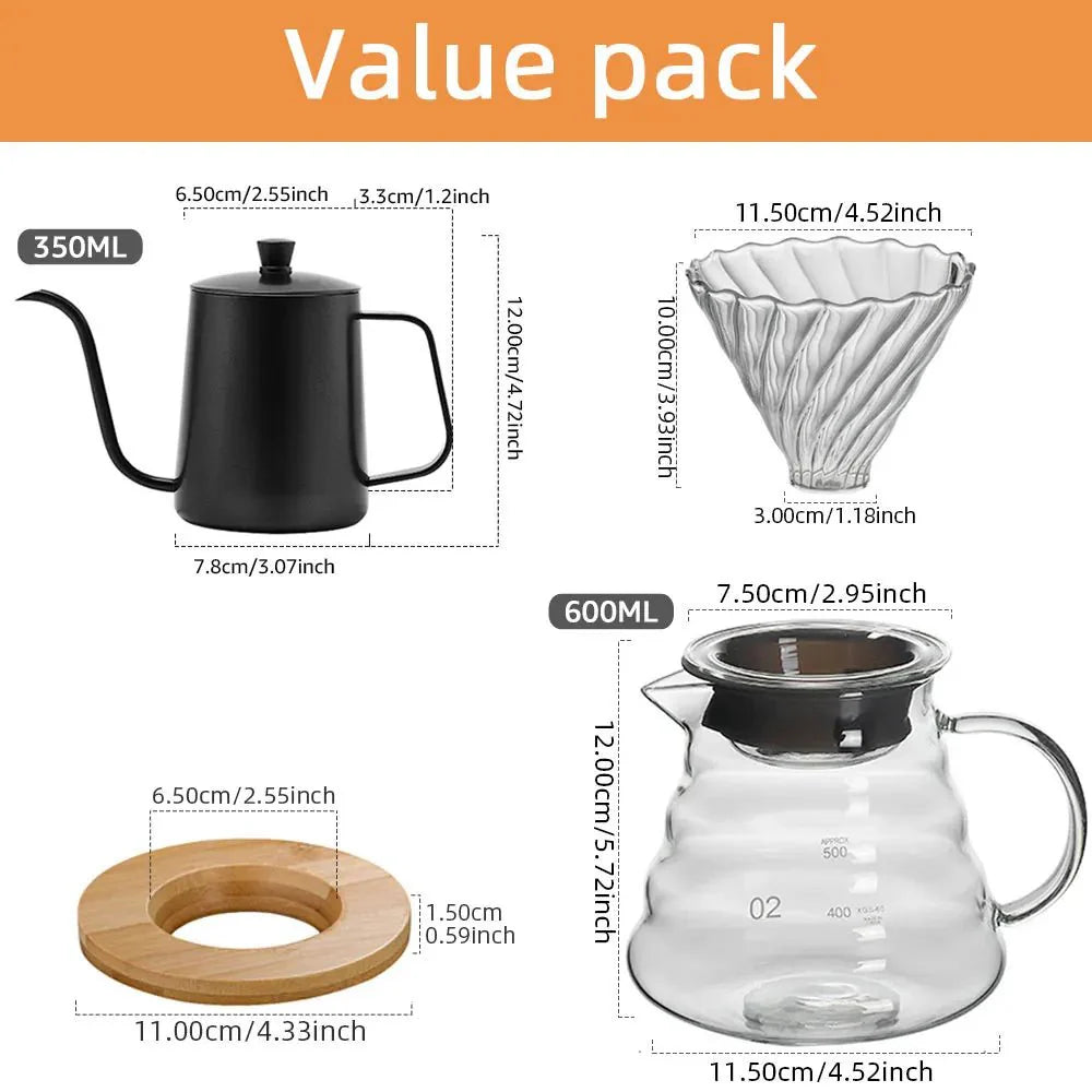 Glass Pour Over Coffee Maker Set - Professional Barista Holiday Gift Kit — View 7