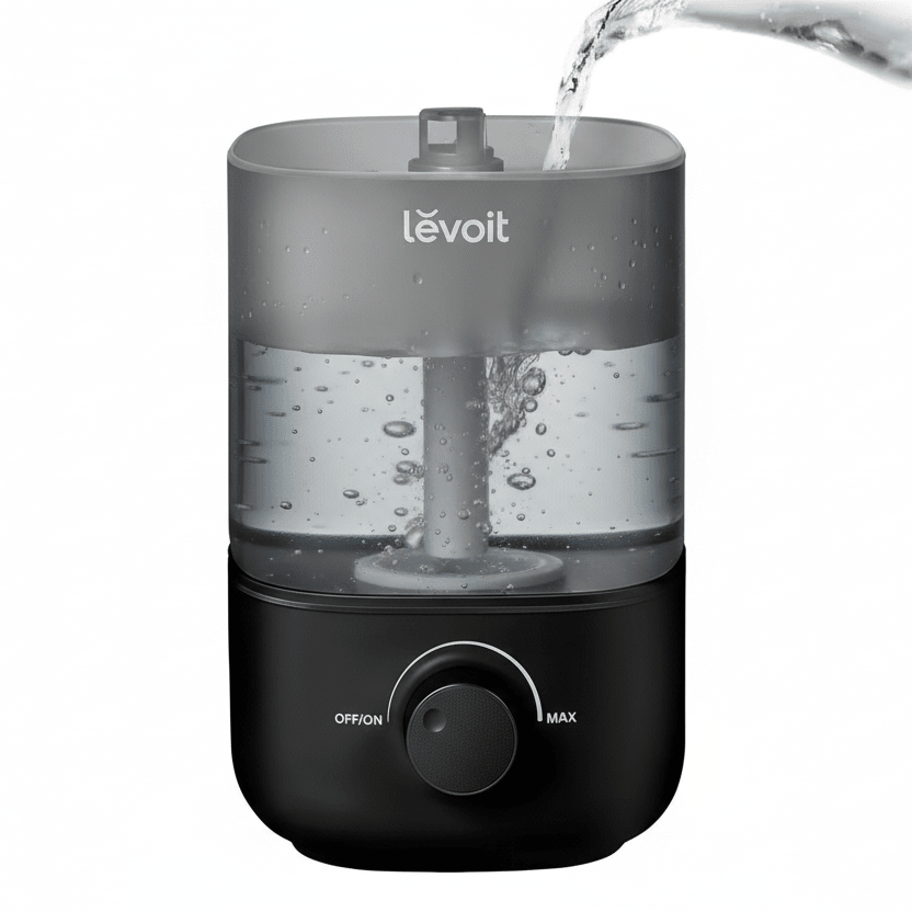 Top - Fill Humidifier 2.5L 360° Nozzle Auto Shut - Off Quiet Cool Mist Baby Bedroom Plants Black - Quincelle.co
