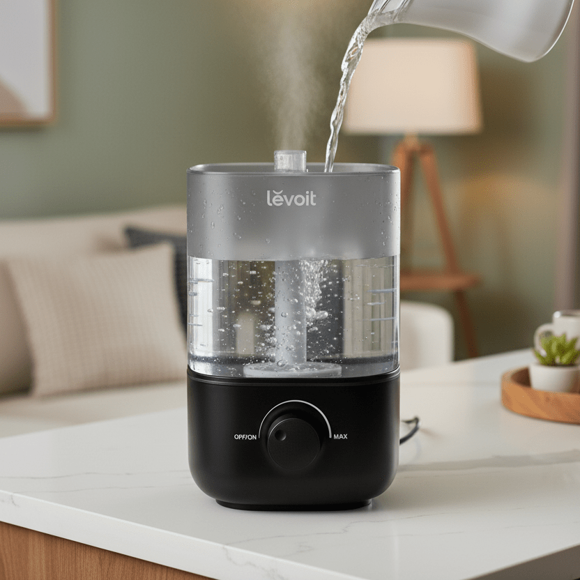 Top - Fill Humidifier 2.5L 360° Nozzle Auto Shut - Off Quiet Cool Mist Baby Bedroom Plants Black - Quincelle.co