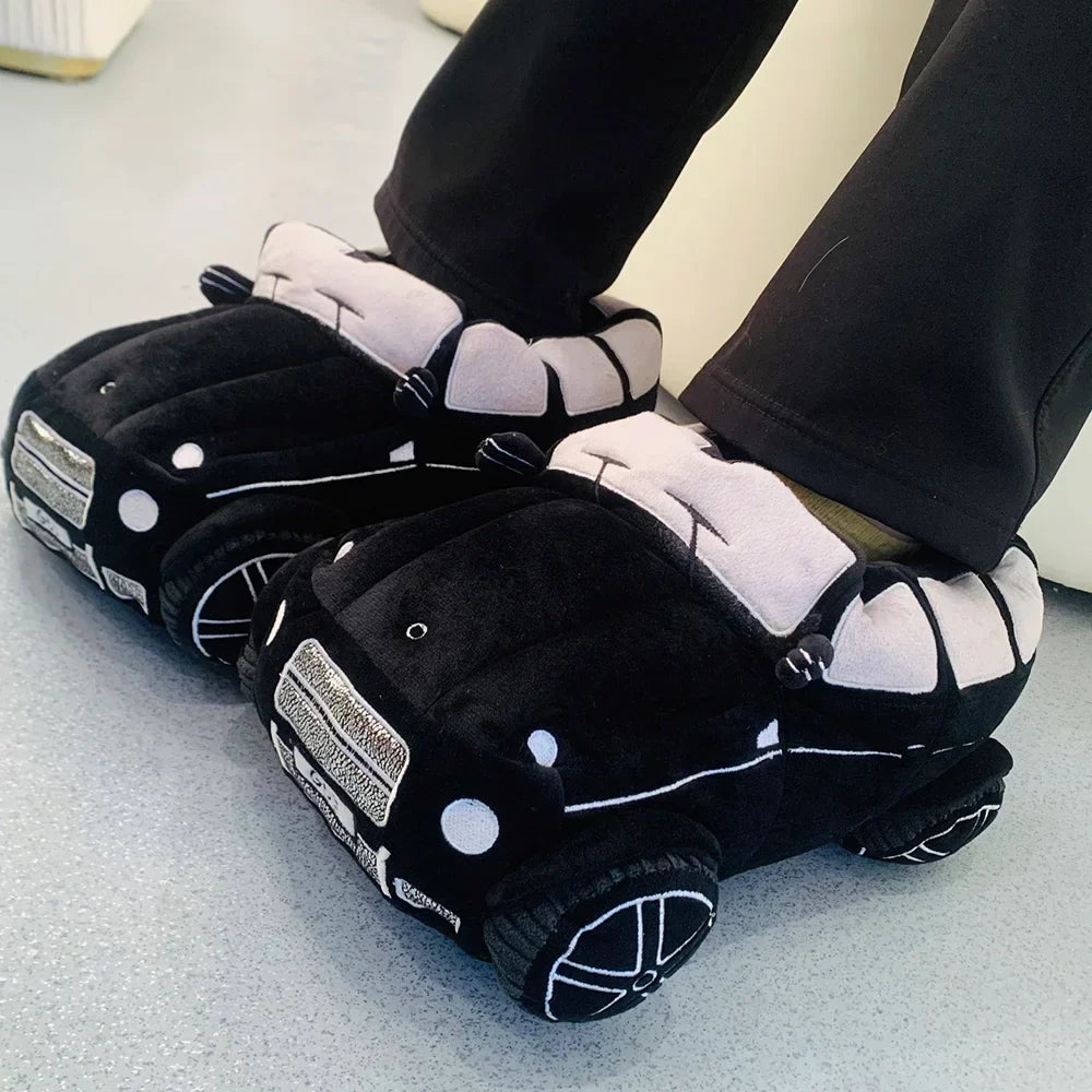 Fun & Fuzzy Car Shape Plush Slippers — Gift Idea