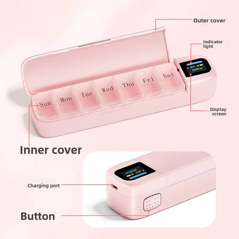 7-Day Smart Pill Box – Bluetooth Medication Organizer, LED Reminder Alar... — View 4