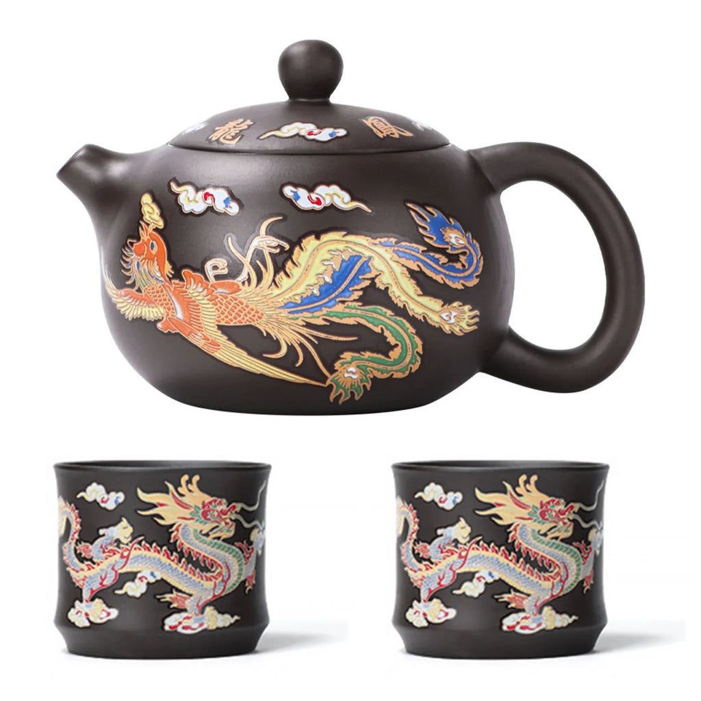 Hand-made Dragon & Phoenix Color-Changing Purple Clay Teapot | Tradition... — View 11