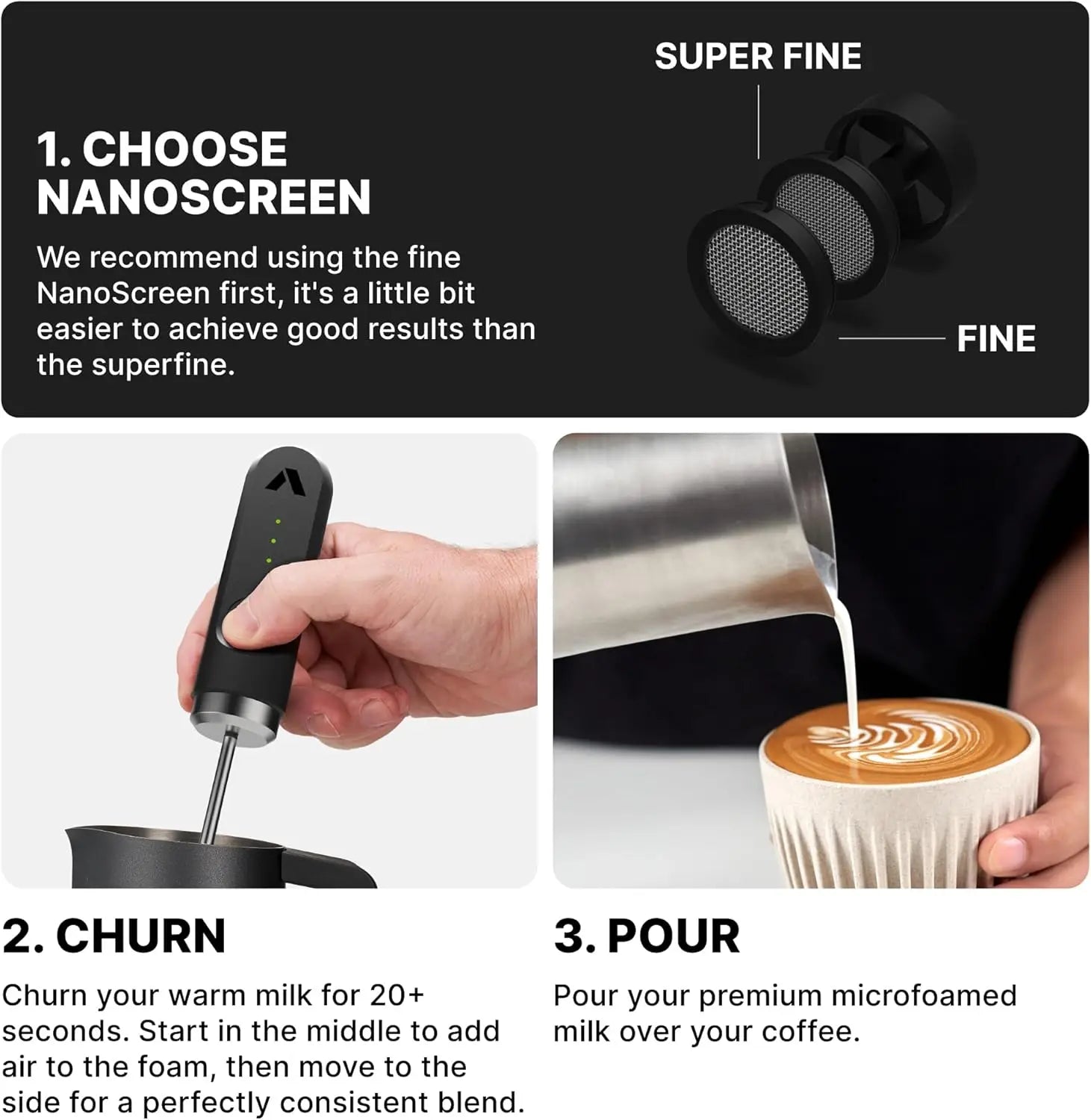 Professional Milk Frother Dual - Speed Waterproof USB - C Rechargeable Barista Foam 30s Latte Coffee - Quincelle.co