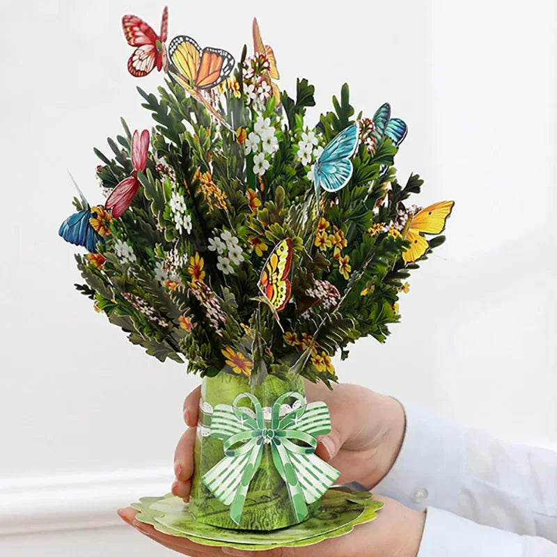 Thoughtful 3D Pop - Up Flower Bouquet Card - Forever Floral Greeting Set - Quincelle.co