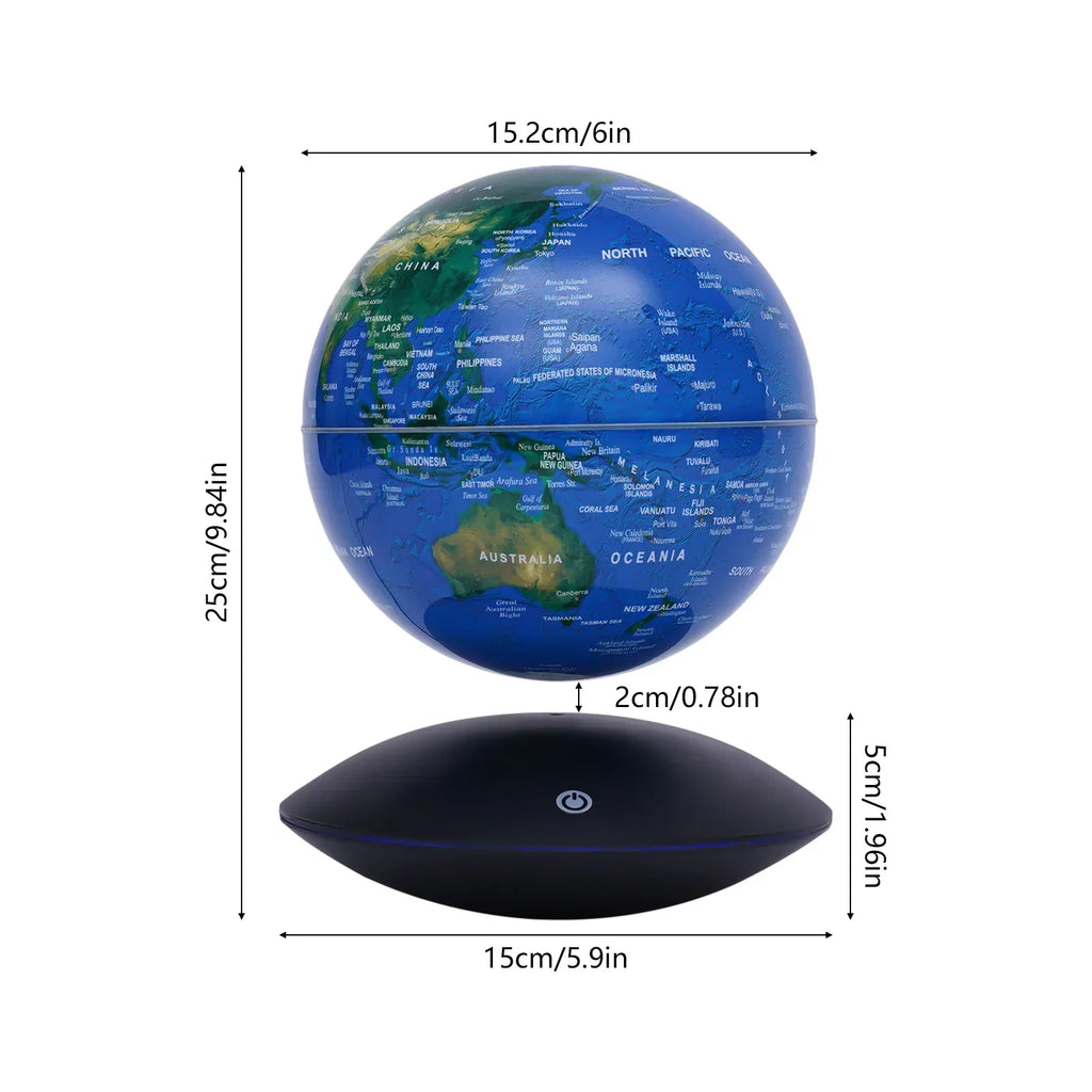 Magnetic Levitating Globe 6 - Inch LED Light 360° Floating World Map Desk Decor Gift - Quincelle.co