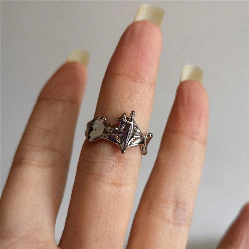 Quincelle™ Gothic Cross Ring | Punk Irregular Y2K Grunge Jewelry — View 2