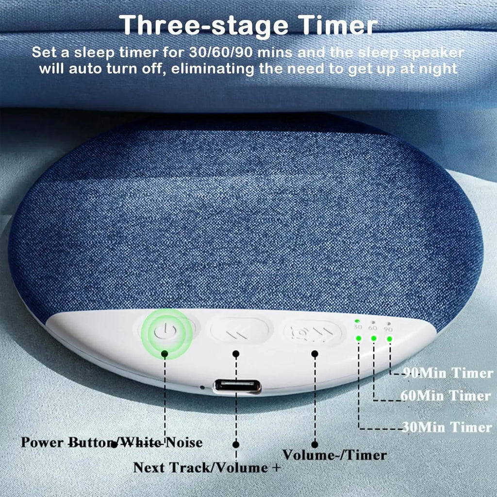 Under Pillow Bluetooth Speaker – Sleep Headphones, Bone Conduction White Noise Machine, Auto - Off Timer, USB - C - Quincelle.co