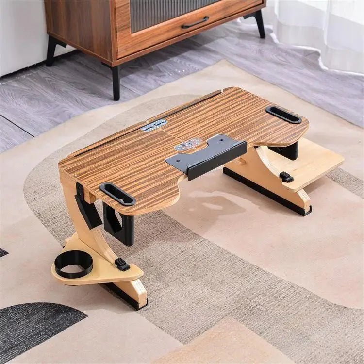 Wood Laptop Stand 360° Adjustable Foldable Portable Computer Desk Reclining Ergonomic 10 - 17" Natural - Quincelle.co