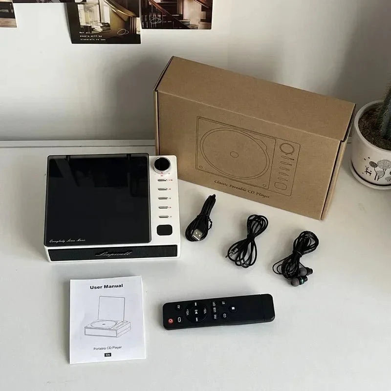 Portable CD Player Walkman Bluetooth 5.0 LCD Screen Built - In Speaker Anti - Skip USB - C Rechargeable Gift - Quincelle.co