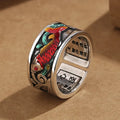 Retro Ethnic Style Enamel Carp Ring | Adjustable Opening Fashion Jewelry - Quincelle.co