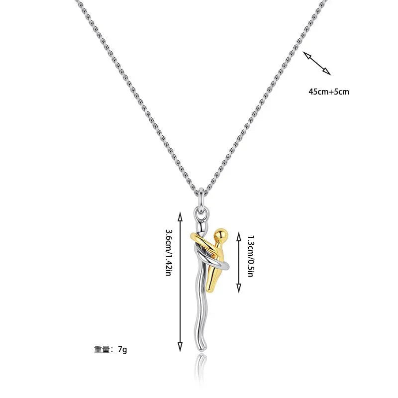 Mother & Child Hugging Pendant Necklace – Stainless Steel Minimalist Mom Charm, Anniversary Jewelry Gift - Quincelle.co