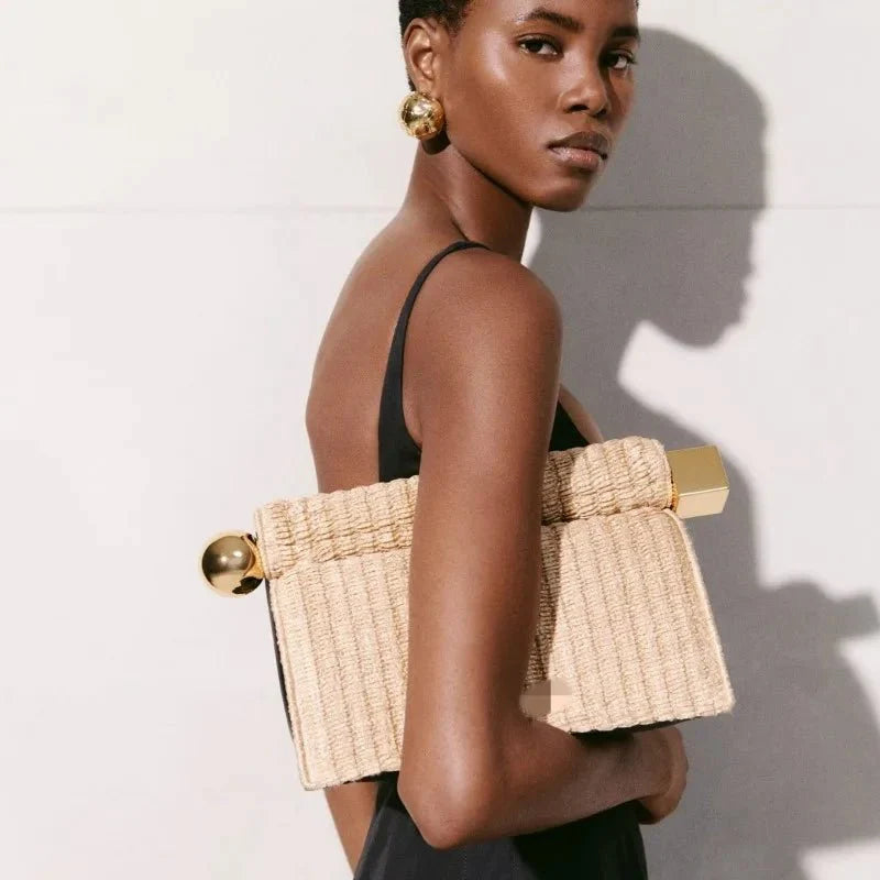 Nappa Leather Roll - Up Clutch Bag – Folding Chain Crossbody, Evening Shoulder Pouch, Designer Women's Party Bag - Quincelle.co