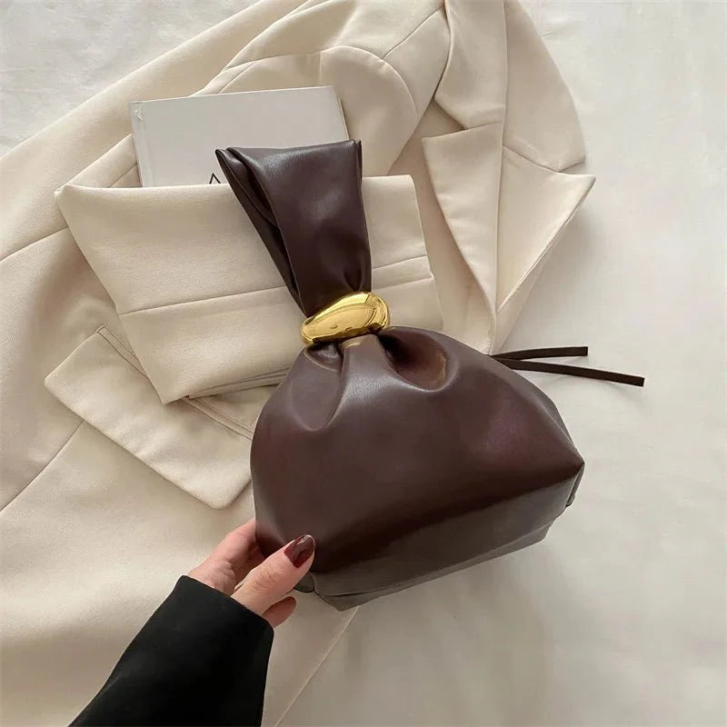 Pleated Mini Bucket Clutch Bag – Luxury Soft Leather Evening Pouch, Side Zipper, Women's Party Shoulder Bag - Quincelle.co