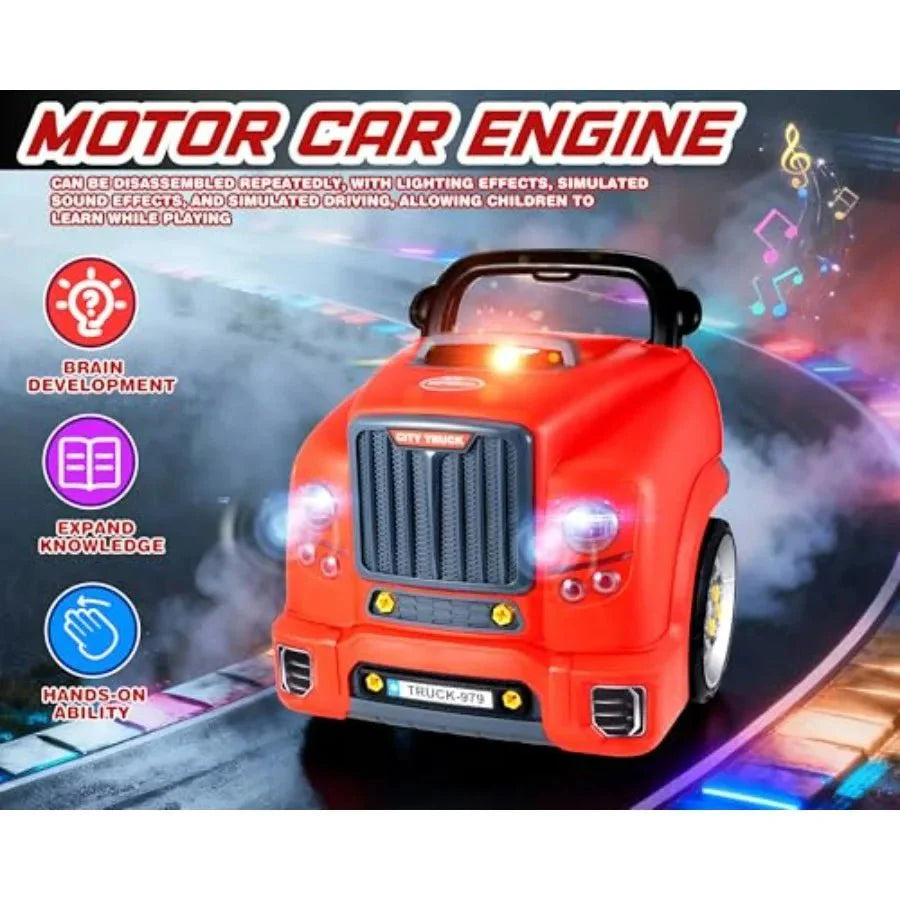 Little Mechanic: 61 - Piece Kids Truck Engine Toy Set, Educational Car Maintenance Play for Ages 3 - 5 Years| Educational STEM Workshop - Quincelle.co