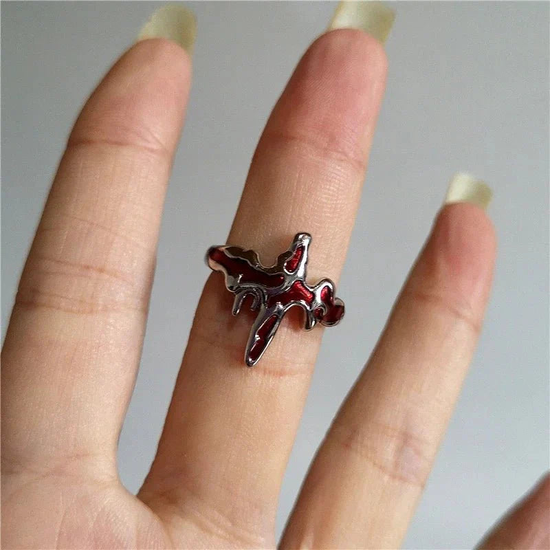 Quincelle™ Gothic Cross Ring | Punk Irregular Y2K Grunge Jewelry — View 8